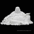 High Quality life size white marble laughing maitreya buddha statue